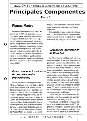 Principales Componentes De Una Pc