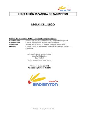 Reglas Badminton
