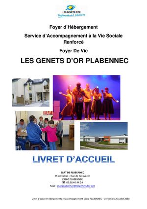 Livret d'accueil des Foyers Plabennec