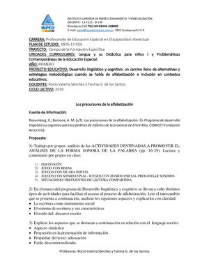 Trabajo: Los Precursores de la  alfabetización.