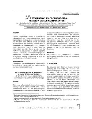 La Evaluacion Psicopedagogica Revision De Sus Componentes