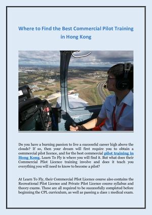 Where to Find the Best Commercial Pilot Training in Hong Kong