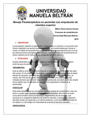 Resumen Tratamiento fisioterapeutico en pacientes que presentan amputacion de MMSS