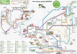 Plan des lignes scolaires du réseau Orizo