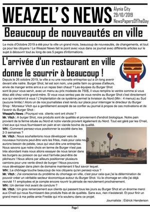 Weazel News - 29 Ocotobre 2019