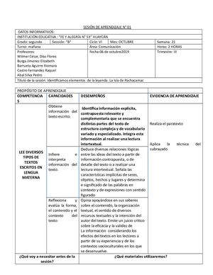 Sesión De Aprendizaje