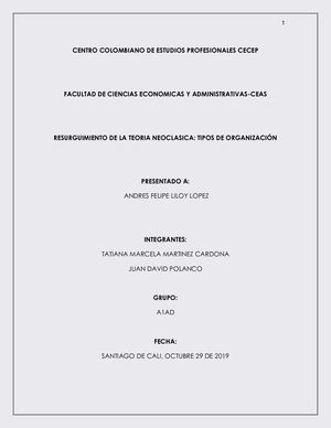 Resurgimiento de la teoría neoclasica: tipos de organización