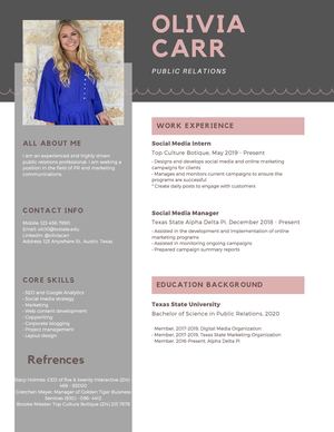 Olivia Carr Resume Portfolio