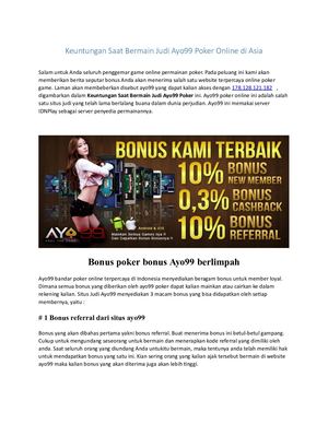 Keuntungan Saat Bermain Judi Ayo99 Poker