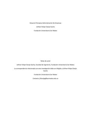 Glosario De Administración De Empresas