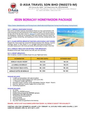 4D3N BORACAY HONEYMOON PACKAGE