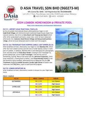 Lombok Honeymoon Packages with Private Pool