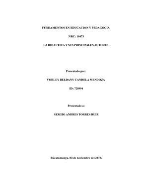 La Didáctica Y Sus Principales Autores