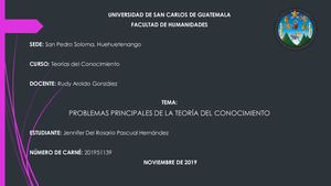 Problemas Principales De La Teoría Del Conocimiento