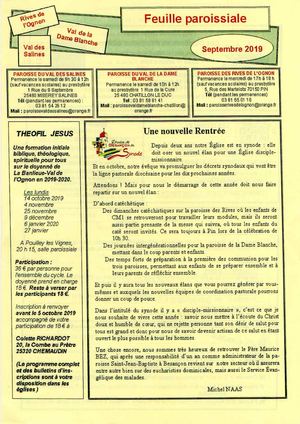 Feuille Paroissiale - septembre 2019