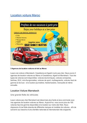 Location voiture Maroc Agadir