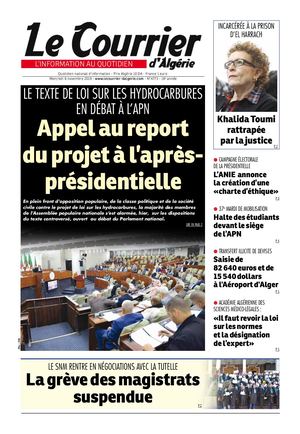 Le Courrier d'Algérie du Mercredi 6 novembre 2019