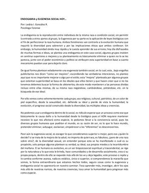 Endogamia Y Eugenesia Social Hoy