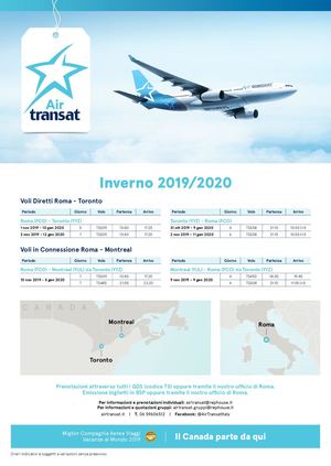 Voli Diretti Air Transat Inverno 2019 E Estate 2020