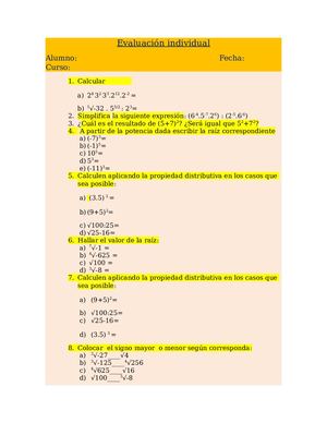Evaluación Individual De Potencia Y Radicación
