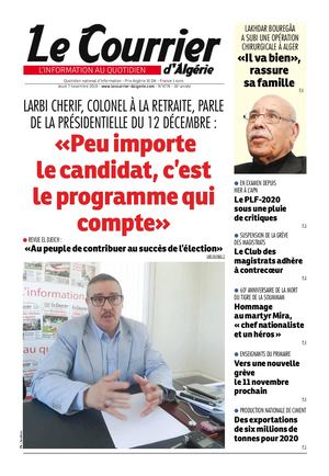 Le Courrier d'Algérie du jeudi 7 novembre 2019