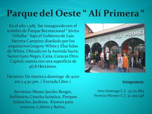 Dispositivas De La Visita Al Parque Ali Primera
