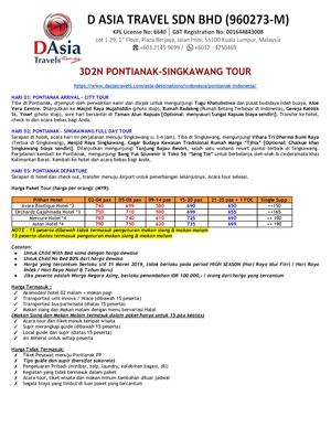 Pontianak Tour Package- Singkawang Full Day Tour Exclusive- D Asia Travels