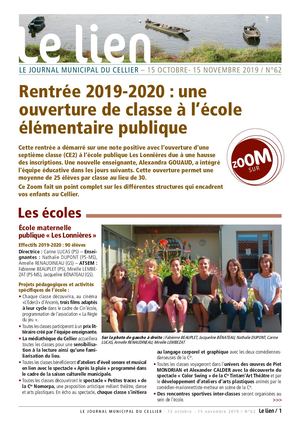 Le Lien 62 Journal Municipal Le Cellier - Octobre-Novembre 2019
