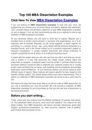 mba dissertation samples free download