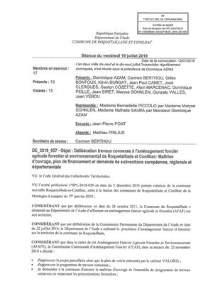 Travaux connexes - délibération du 19 07 2019 - Roquetaillade-et-Conilhac