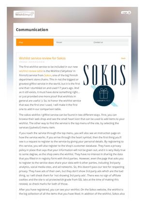 Wishlist Review For Sokos