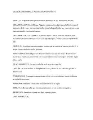 Diccionario Modelo Pedagogico Cognitivo