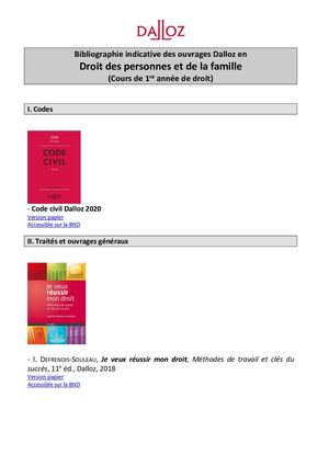 Bibliographie Droit Des Personnes Et De La Famille 2019