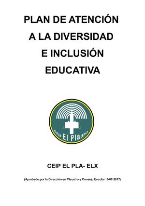 Ceip El Pla Plan De Atención A La Diversidad E Inclusión Educativa Castellano