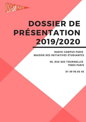 Dossier De Présentation 2019/2020