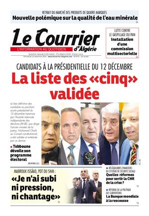 Le Courrier d'Algérie du dimanche 10 novembre 2019