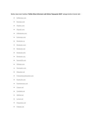 Daftar Situs Informasi Judi Online Indonesia