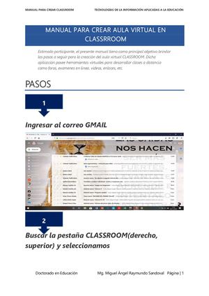 Manual Para Crear Aula Virtual En Classrroom