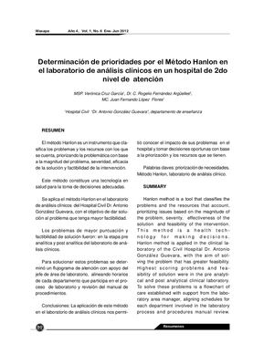 Determinación De Prioridades Por El Método Hanlon