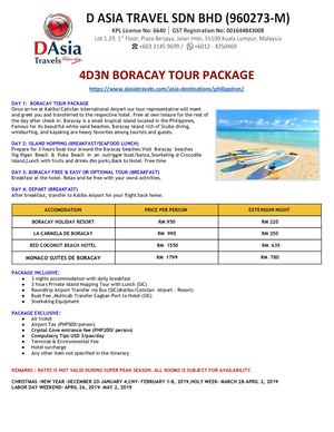Philippines Tour Packages- Boracay, Cebu, Oslob, El Nido, Puerto Princesa Exclusive- D Asia Travels