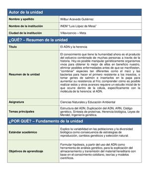 Unidad Didáctica Wilbur Acevedo