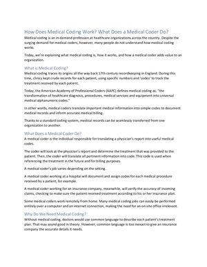 How Does Medical Coding Work? What Does a Medical Coder Do?