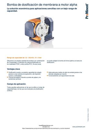 BOMBA DOSIFICADORA MEMBRANA PROMINENT ALPHA
