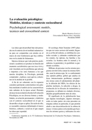 Evaluacion Psicologica Modelos Tecnicas
