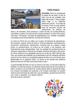 Cutura, Lugares Y Comida Tipica De Paris