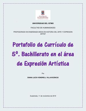 Portafolio de currículo de 5o. bachillerato en el área de Expresión Artística