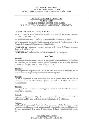 Ar 606 2019 Interdiction Circuler Chemin De L'énergie