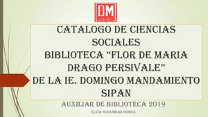 Catalogo Ciencias Sociales I - BIBLIOTECA DOMINGO MANDAMIENTO SIPAN