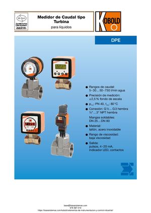 MEDIDOR CAUDAL KOBOLD TURBINA DPE