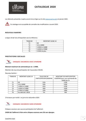 Synthèse Catalogue Gaaspar 2020